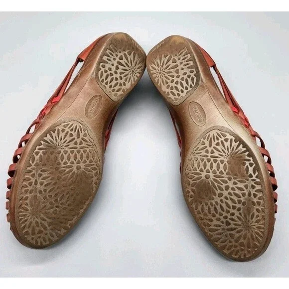 Footsmart Tejidas Women's Leather Sandals Brown Red 8M Closed Toe 90's Y2K - Picture 14 of 16